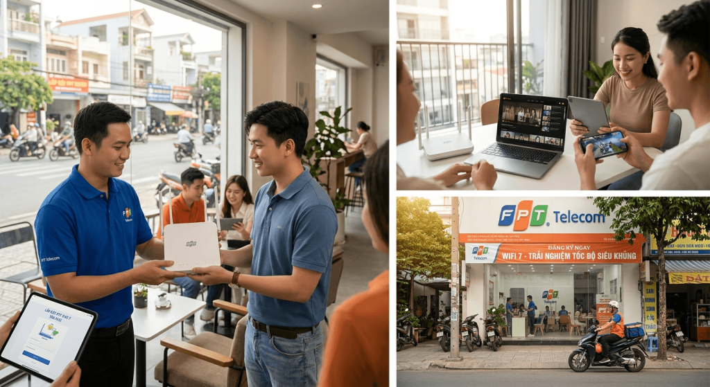 Khách hàng đăng ký wifi 7 tân phú đang xem bóng đá mượt mà
